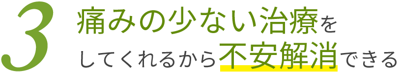 痛みの少ない治療をしてくれるから不安解消できる